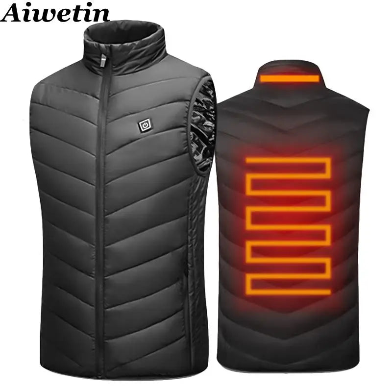 USB Powered Infrared Heated Vest for Men 17 Zone Electric Warming Waistcoat Winter Outdoor Hiking Sports Full Zip Insulated Body Warmer | Lonoma
