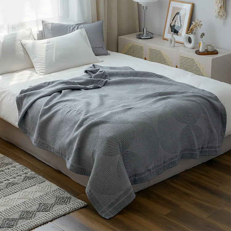 Cotton Muslin Summer Blanket Lightweight Throw 4-Layer Gauze Bedspread for Couch Sofa Bed Queen King Size 59×79 or 79×90 Inch | Lonoma