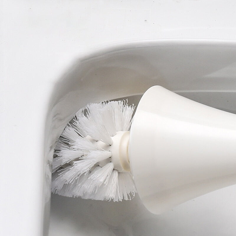 Freestanding Toilet Brush Holder Set 16 in Tall, ABS & Stainless Steel Bathroom Toilet Bowl Brush, Copper or Silver Finish, Compact Design | Lonoma