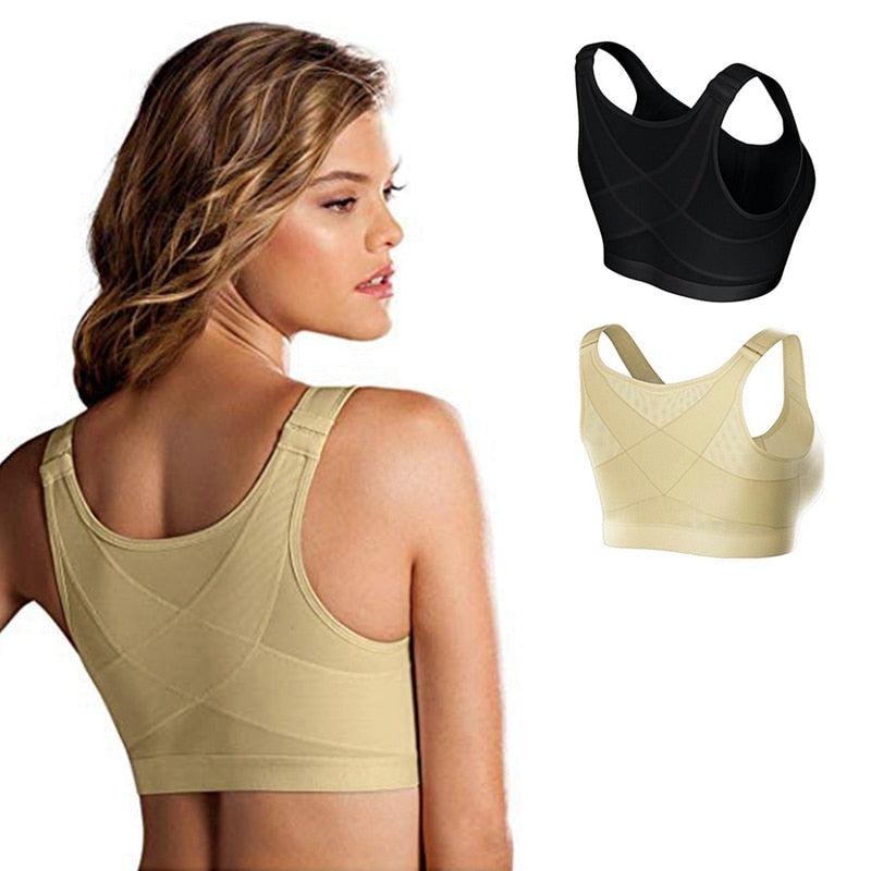 Women's Posture Support Bra, Back Support Front Closure Bra with Adjustable Straps, Breathable Everyday Comfort Shoulder Support | Lonoma