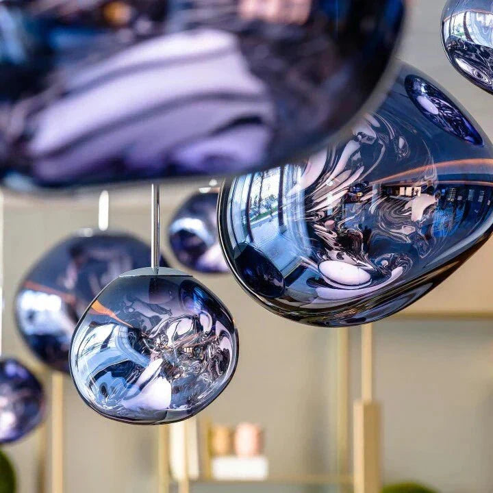 Suspension sphérique verre ou PVC finition miroir hauteur réglable éclairage décoratif salon salle à manger | Koossa