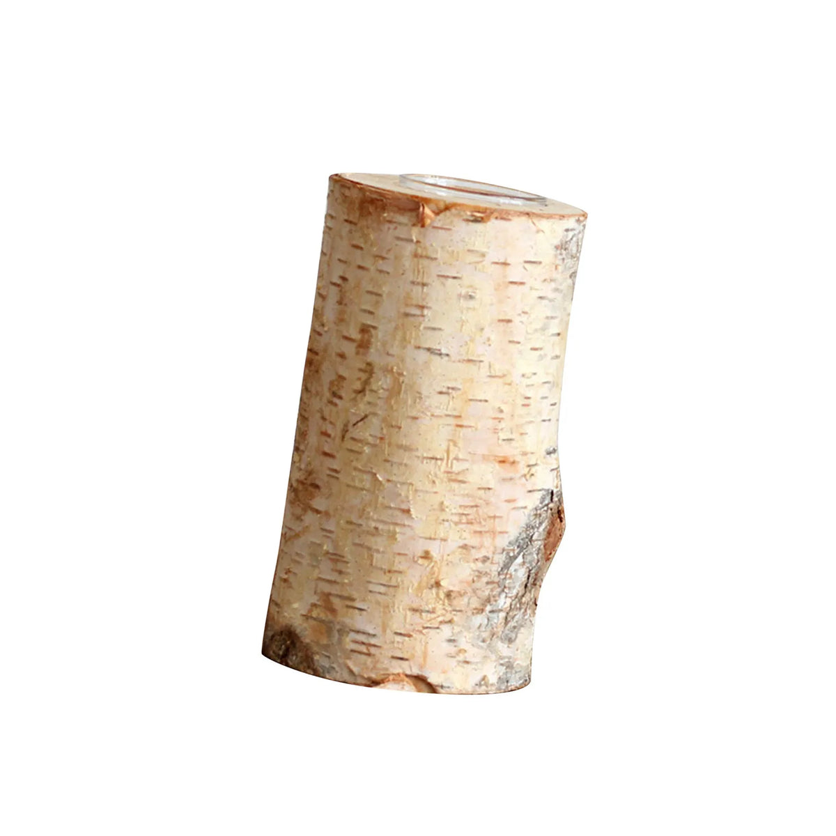 Rustic Birch Wood Tealight Candle Holder with Glass Insert, Natural Bark Table Centerpiece for Home Decor, Dining & Cozy Ambiance | Lonoma