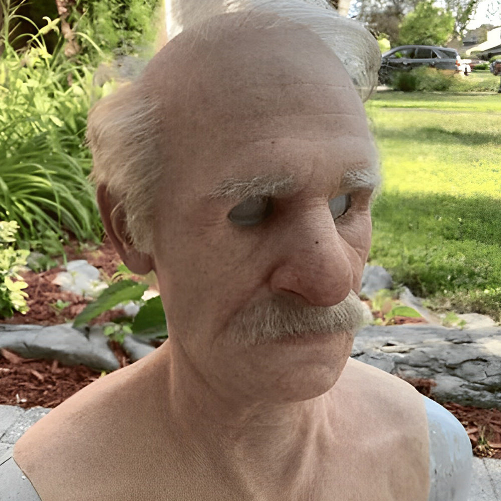 Realistic Latex Full Head Mask with Hair for Adults, Halloween Costume Cosplay Theater Party Character Mask, Old Man Witch Santa | Lonoma