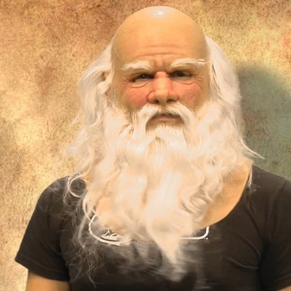 Full Head Character Mask with Hair Realistic Latex Halloween Costume Mask for Adults Cosplay Party Theater Old Man Woman Santa Claus Witch | Lonoma