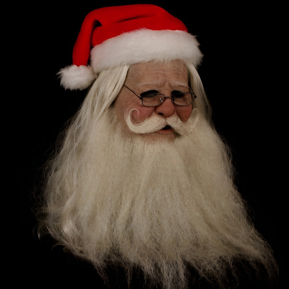 Realistic Latex Full Head Mask with Hair for Adults, Halloween Costume Cosplay Theater Party Character Mask, Old Man Witch Santa | Lonoma