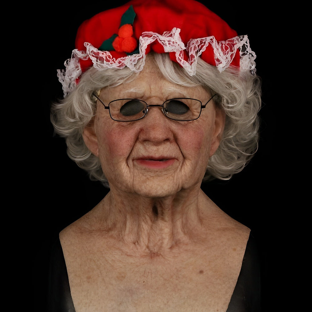 Full Head Character Mask with Hair Realistic Latex Halloween Costume Mask for Adults Cosplay Party Theater Old Man Woman Santa Claus Witch | Lonoma