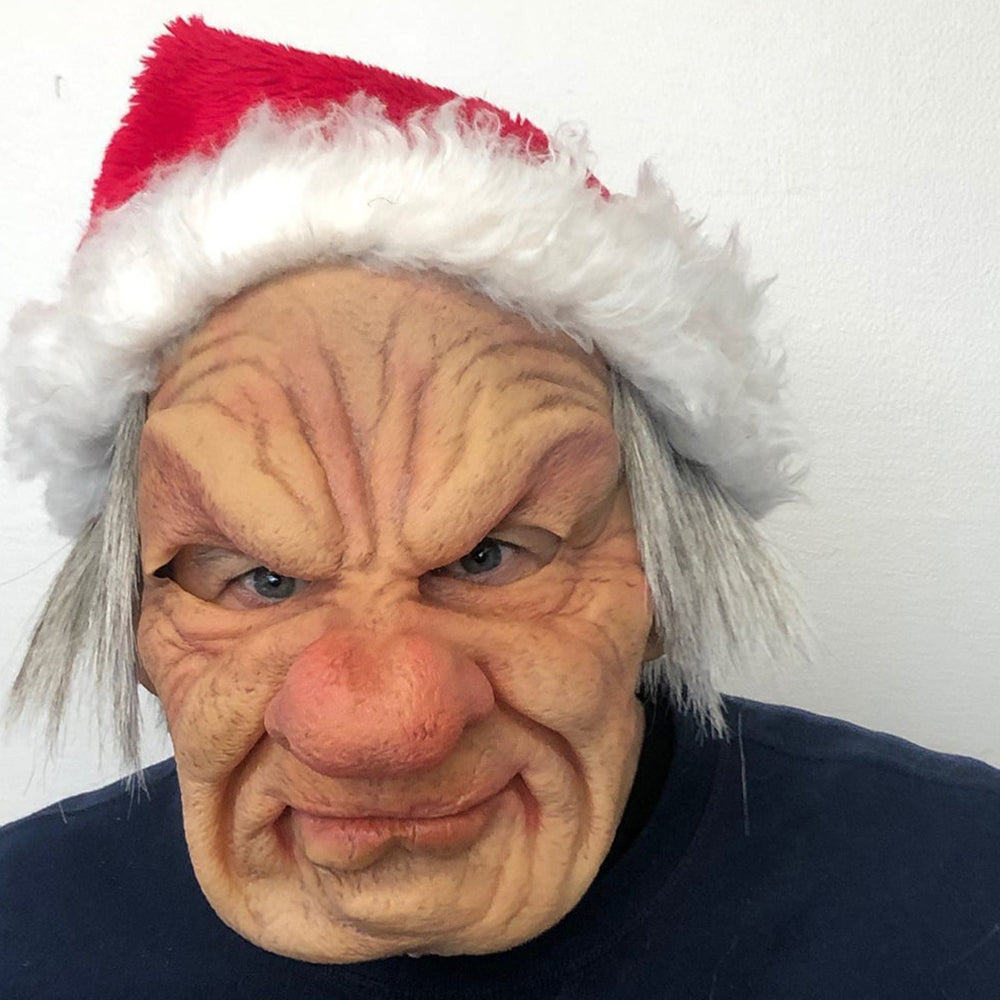 Full Head Character Mask with Hair Realistic Latex Halloween Costume Mask for Adults Cosplay Party Theater Old Man Woman Santa Claus Witch | Lonoma