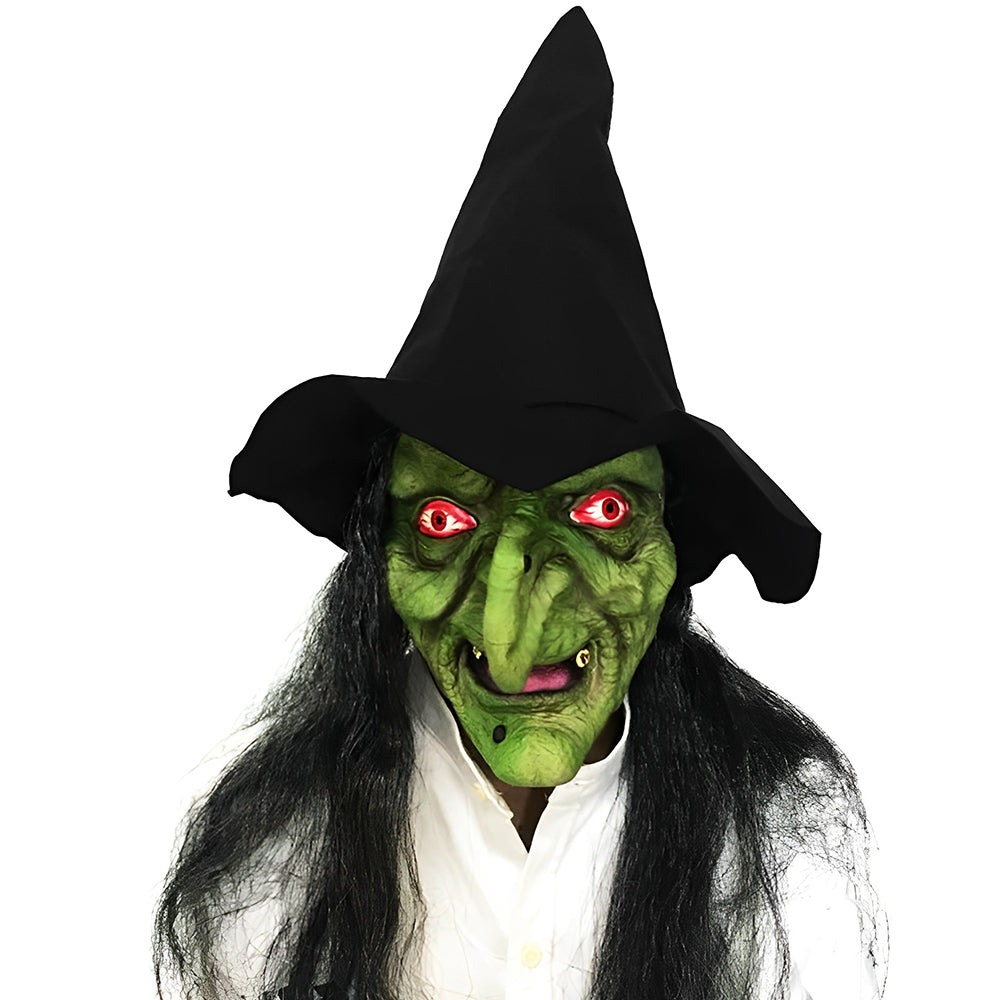 Realistic Latex Full Head Mask with Hair for Adults, Halloween Costume Cosplay Theater Party Character Mask, Old Man Witch Santa | Lonoma