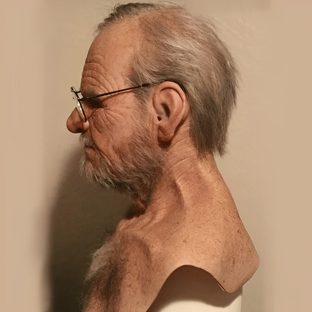 Realistic Latex Full Head Mask with Hair for Adults, Halloween Costume Cosplay Theater Party Character Mask, Old Man Witch Santa | Lonoma