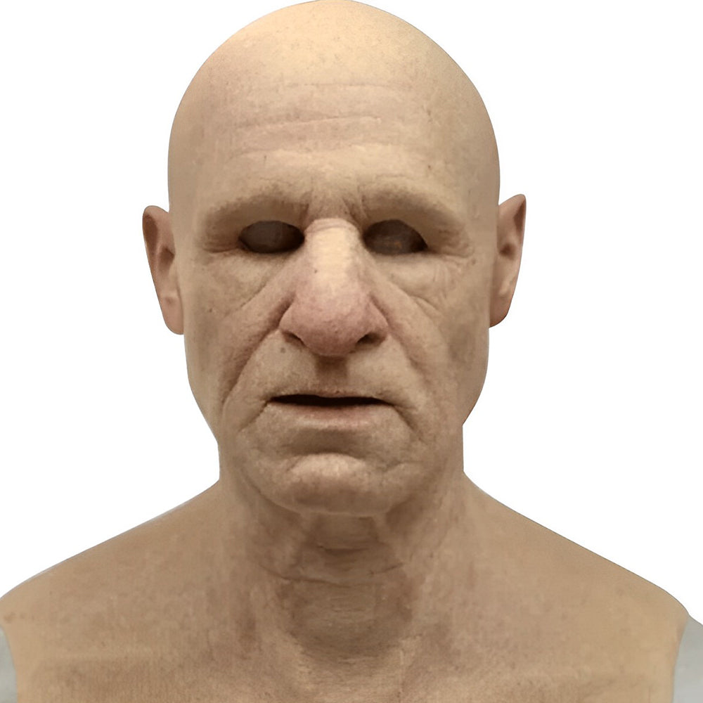 Realistic Latex Full Head Mask with Hair for Adults, Halloween Costume Cosplay Theater Party Character Mask, Old Man Witch Santa | Lonoma