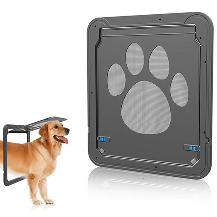 Dog Door for Screen Door Large 4-Way Locking Pet Flap Window Insert Mesh Gate Cat Tunnel Free Access | Koossa