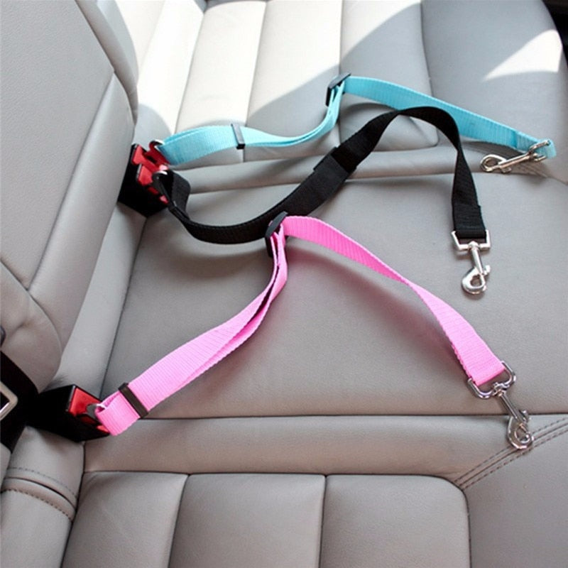 Dog Car Seatbelt Adjustable Nylon 2-in-1 Lead Clip Safety Harness Restraint Travel Strap Universal Fit Vehicle | Koossa