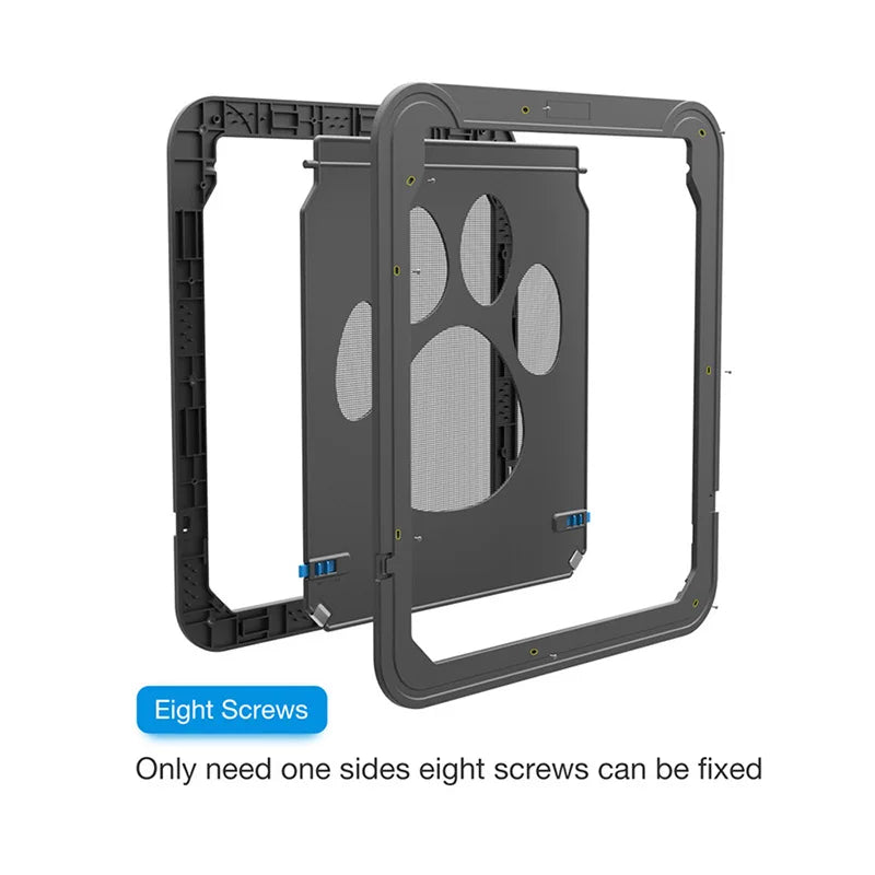 Dog Door for Screen Door Large 4-Way Locking Pet Flap Window Insert Mesh Gate Cat Tunnel Free Access | Koossa