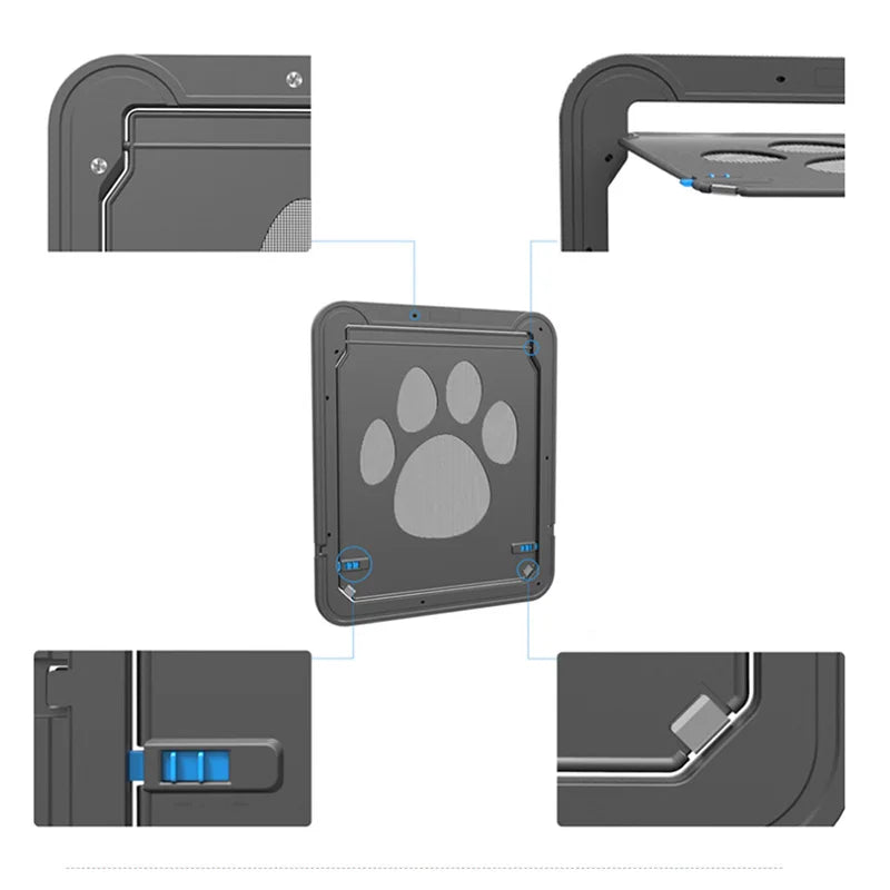 Dog Door for Screen Door Large 4-Way Locking Pet Flap Window Insert Mesh Gate Cat Tunnel Free Access | Koossa