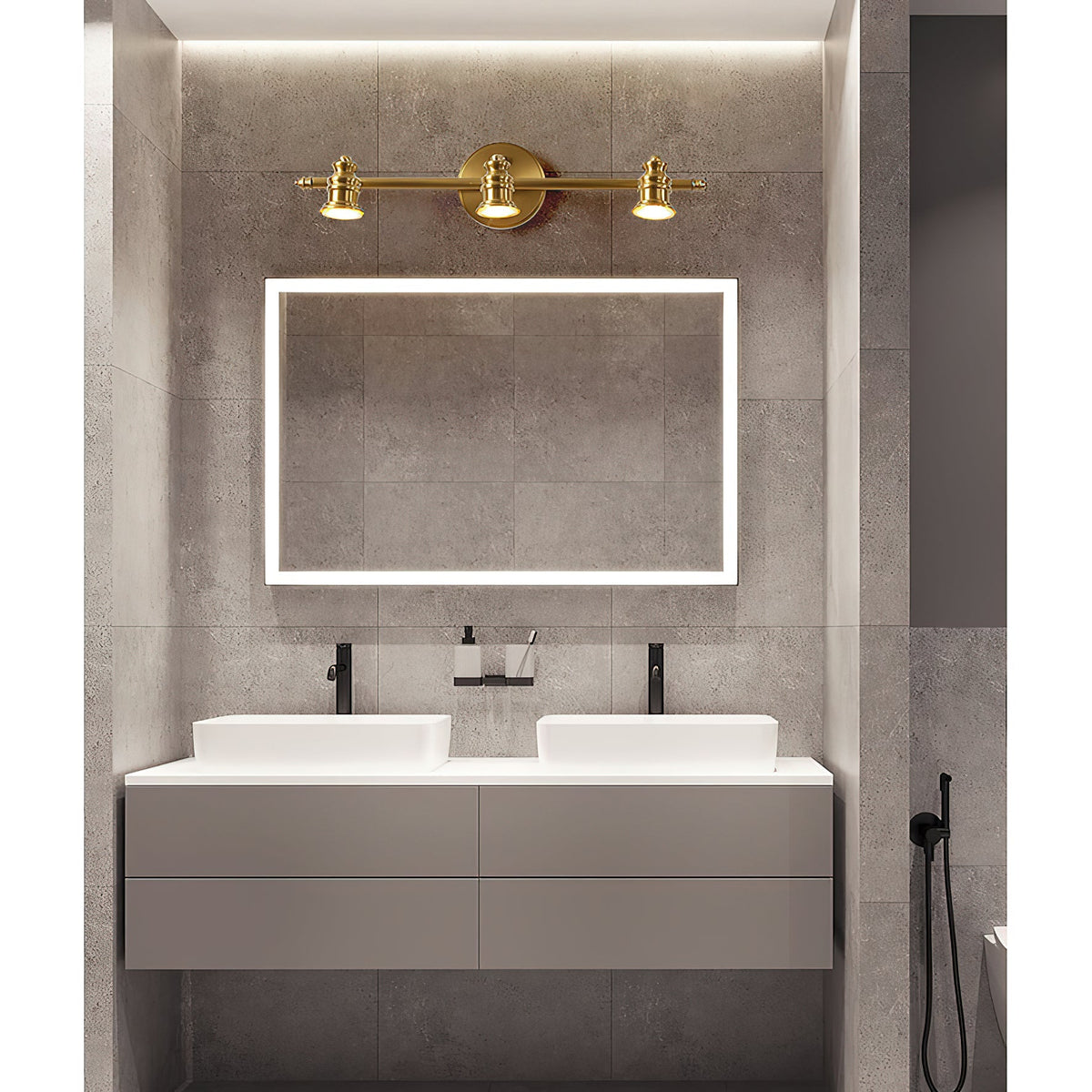 Adjustable Brass Wall Sconce with Multiple Spotlights – Indoor Track Light Fixture for Living Room, Bedroom & Hallway – Hardwired MR16 Lamp | Lonoma