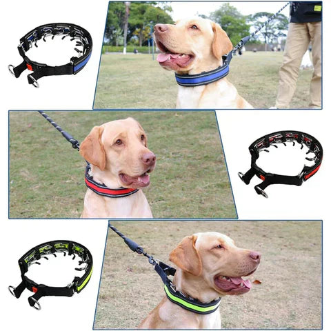 Dog Training Collar Prong Pinch Chain Adjustable Stainless Steel No-Pull Quick Release Reflective Small Medium Large XL | Koossa