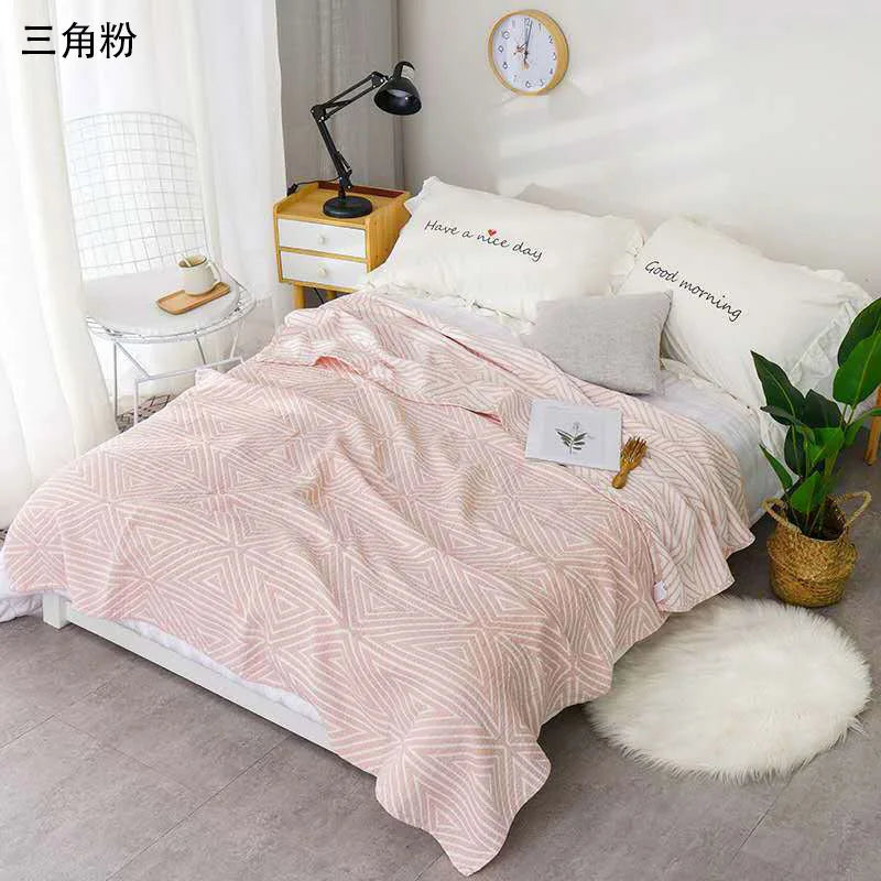 Cotton Gauze Throw Blanket Plaid Lightweight Muslin Blanket for Couch Bed Travel All-Season Soft Woven Coverlet 100% Cotton | Lonoma
