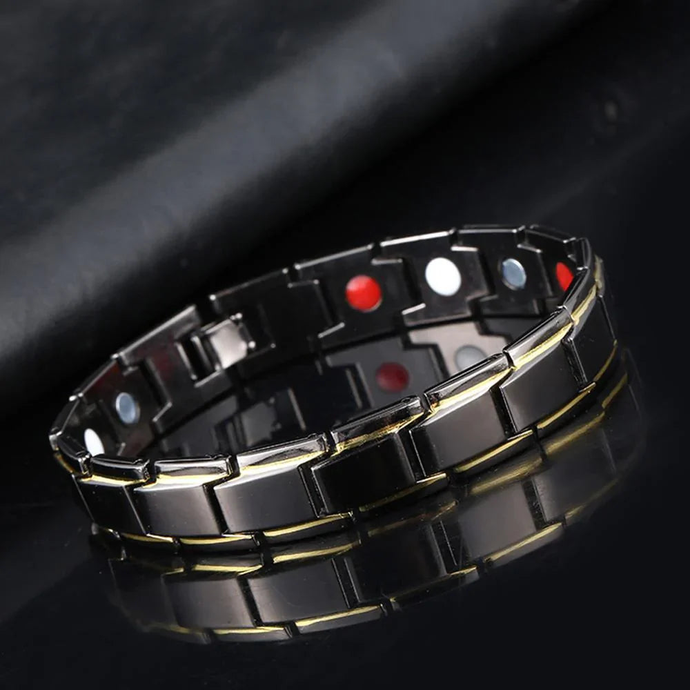 Bracelet Magnétique Hématite Acier Inoxydable Unisexe Étanche Fermoir Crochet Ajustable Élégant Minimaliste | Koossa