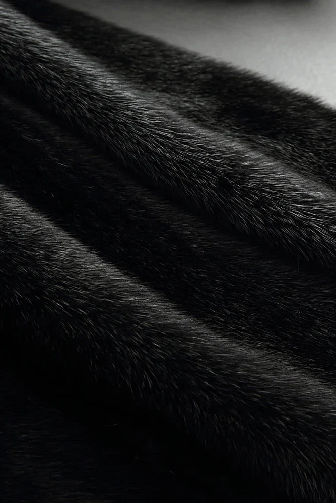 Women's Hooded Faux Fur Coat in Black — Elegant Long Outerwear for Winter | Koossa