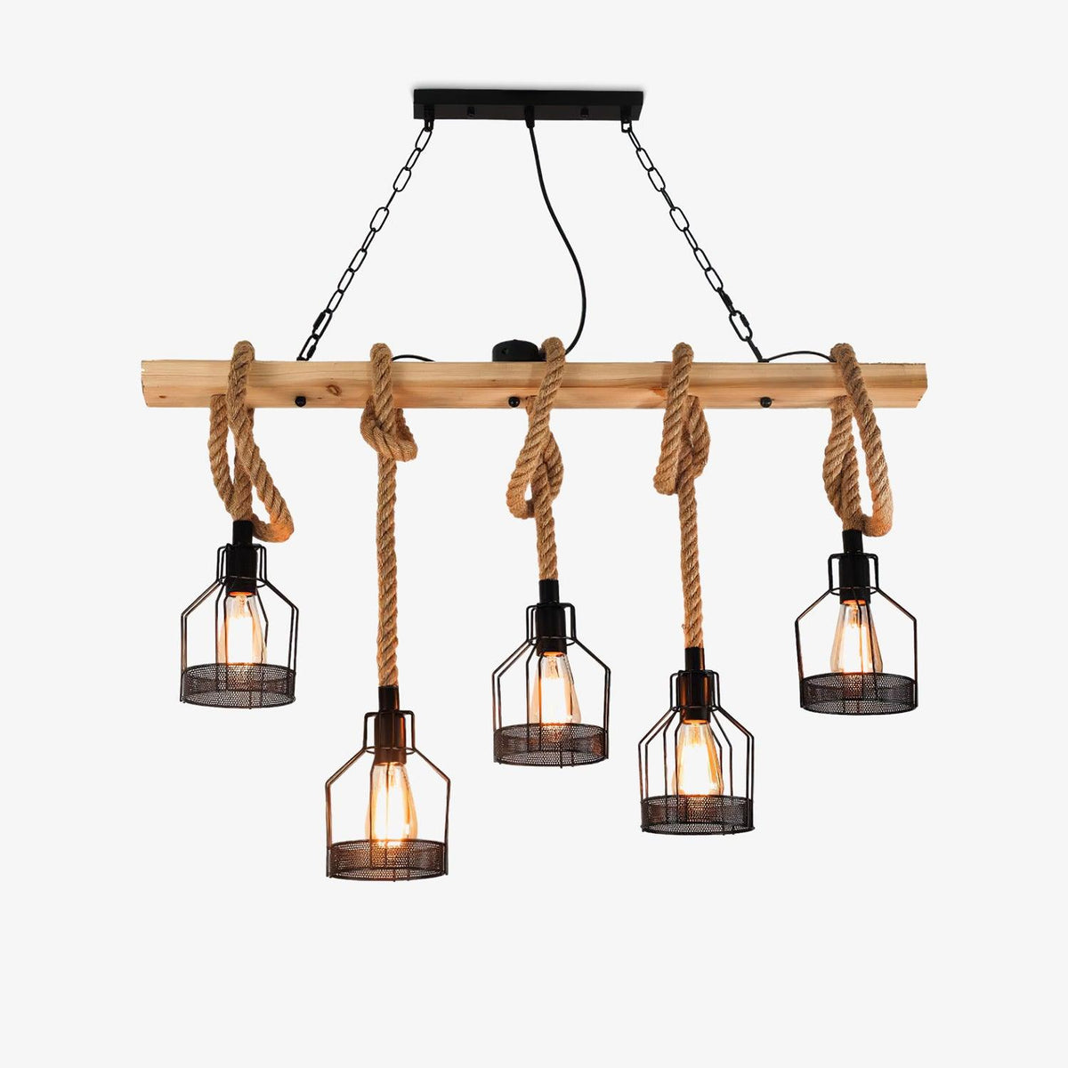 Industrial Rope Pendant Light Hemp Multi-Head Chandelier Farmhouse Vintage Hanging Fixture Rustic Ceiling Lighting for Kitchen Island | Lonoma