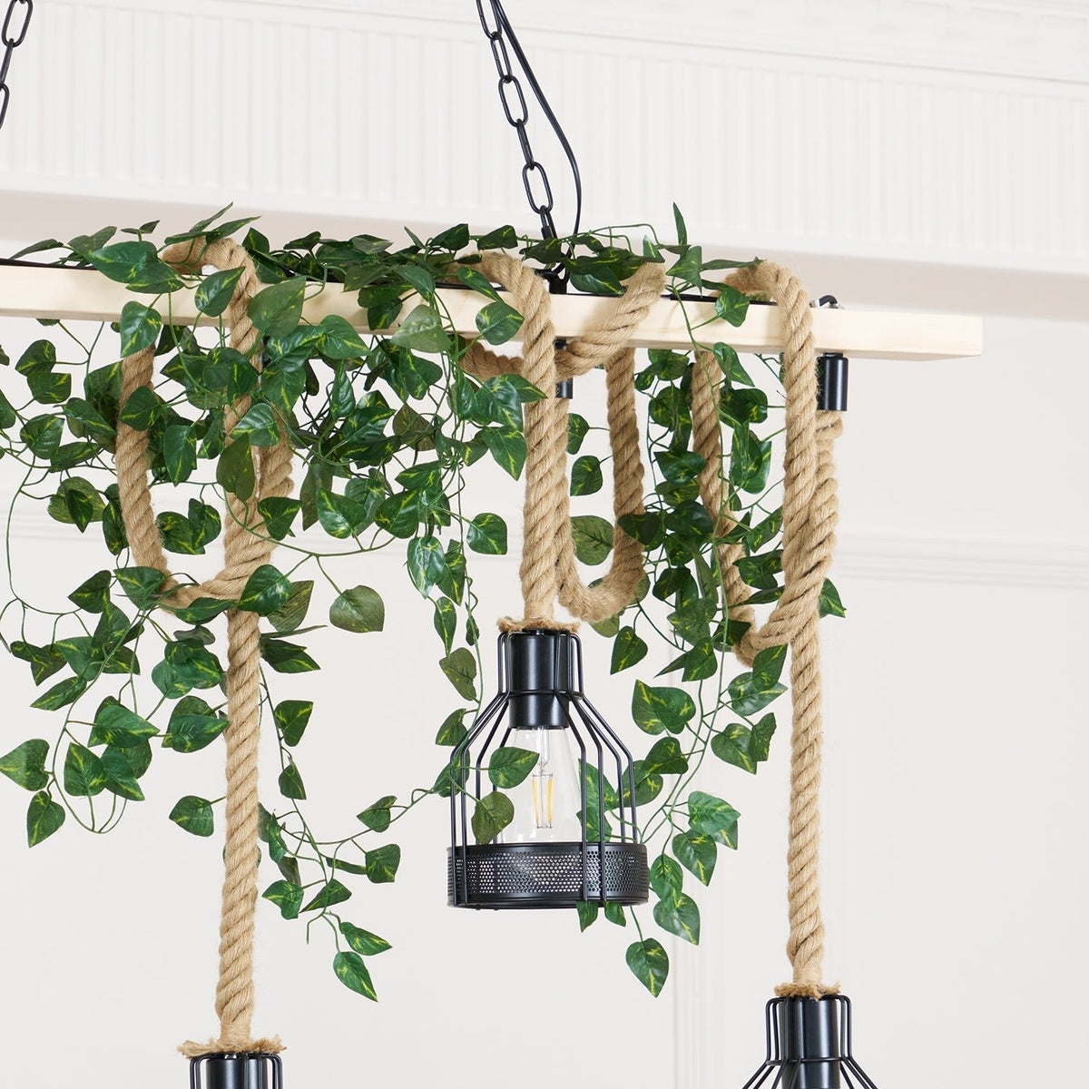 Industrial Rope Pendant Light Hemp Multi-Head Chandelier Farmhouse Vintage Hanging Fixture Rustic Ceiling Lighting for Kitchen Island | Lonoma