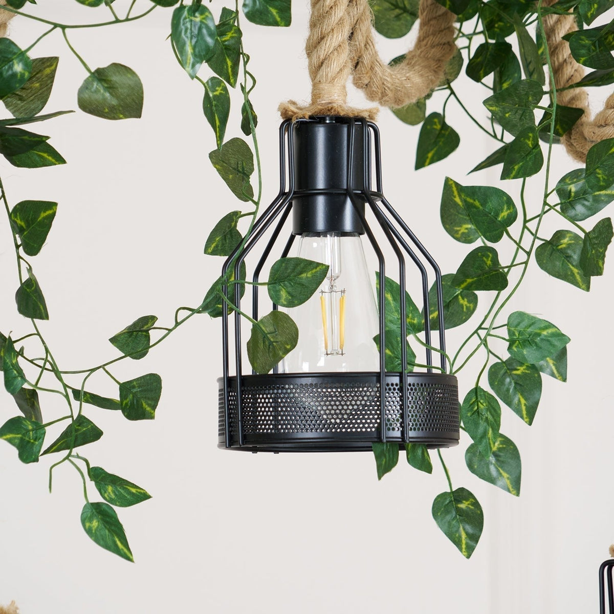 Industrial Rope Pendant Light Hemp Multi-Head Chandelier Farmhouse Vintage Hanging Fixture Rustic Ceiling Lighting for Kitchen Island | Lonoma