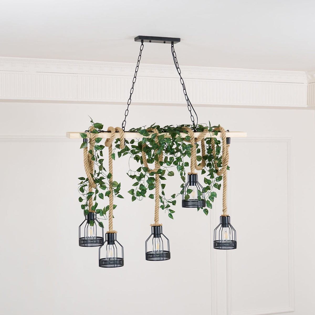Industrial Rope Pendant Light Hemp Multi-Head Chandelier Farmhouse Vintage Hanging Fixture Rustic Ceiling Lighting for Kitchen Island | Lonoma