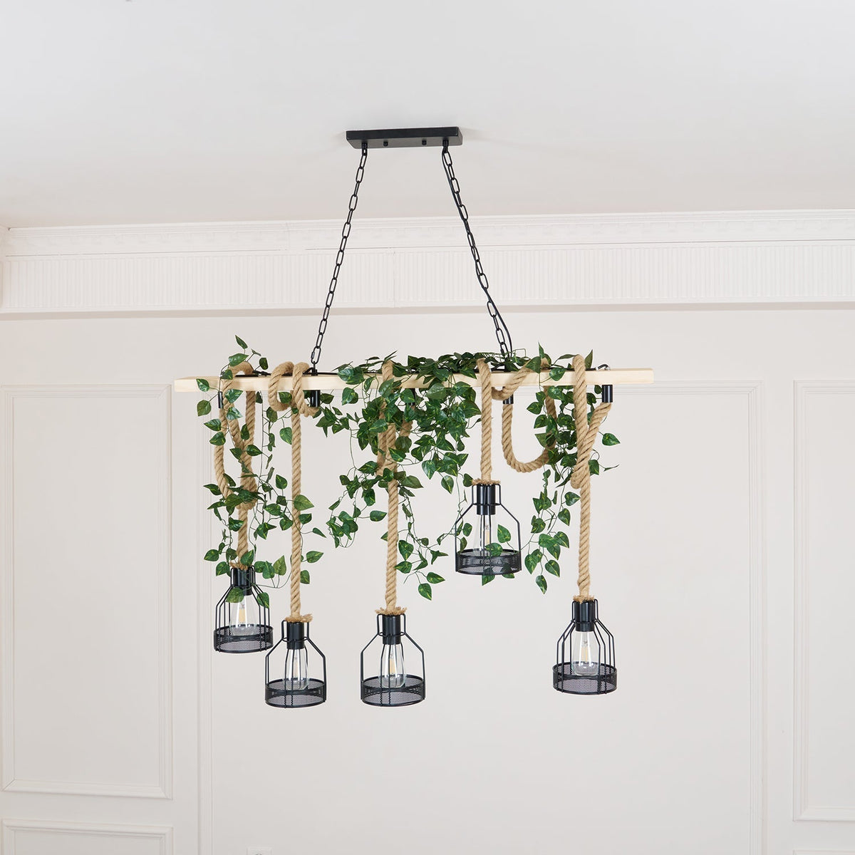 Industrial Rope Pendant Light Hemp Multi-Head Chandelier Farmhouse Vintage Hanging Fixture Rustic Ceiling Lighting for Kitchen Island | Lonoma