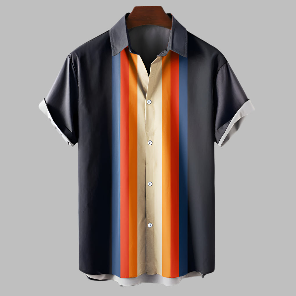 Men's Relaxed Fit Short Sleeve Shirt — Boxy Retro Summer Shirt with Button Front & Breathable Weave | Koossa