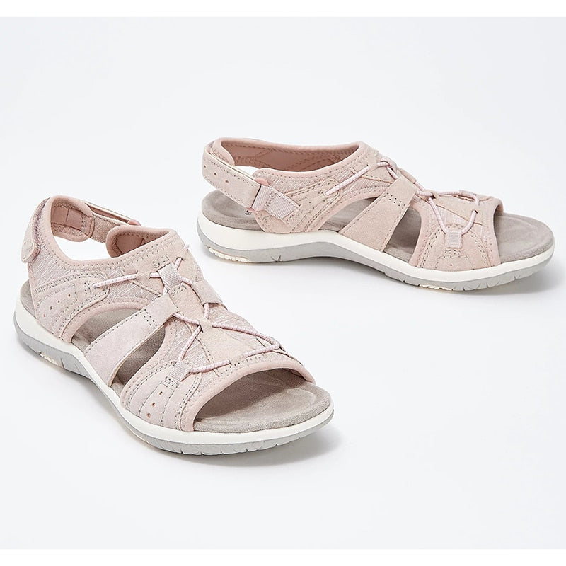 Women's Supportive Walking Sandals with Adjustable Strap in Light Blue, Pink, Black, White, Red & Coffee | Koossa