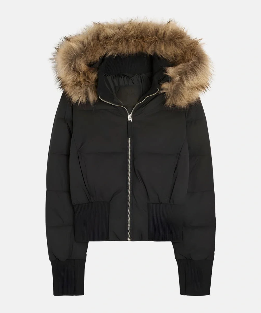 Women's Quilted Winter Puffer Jacket with Detachable Faux Fur Hood — Insulated Warm Coat for Autumn & Winter | Koossa