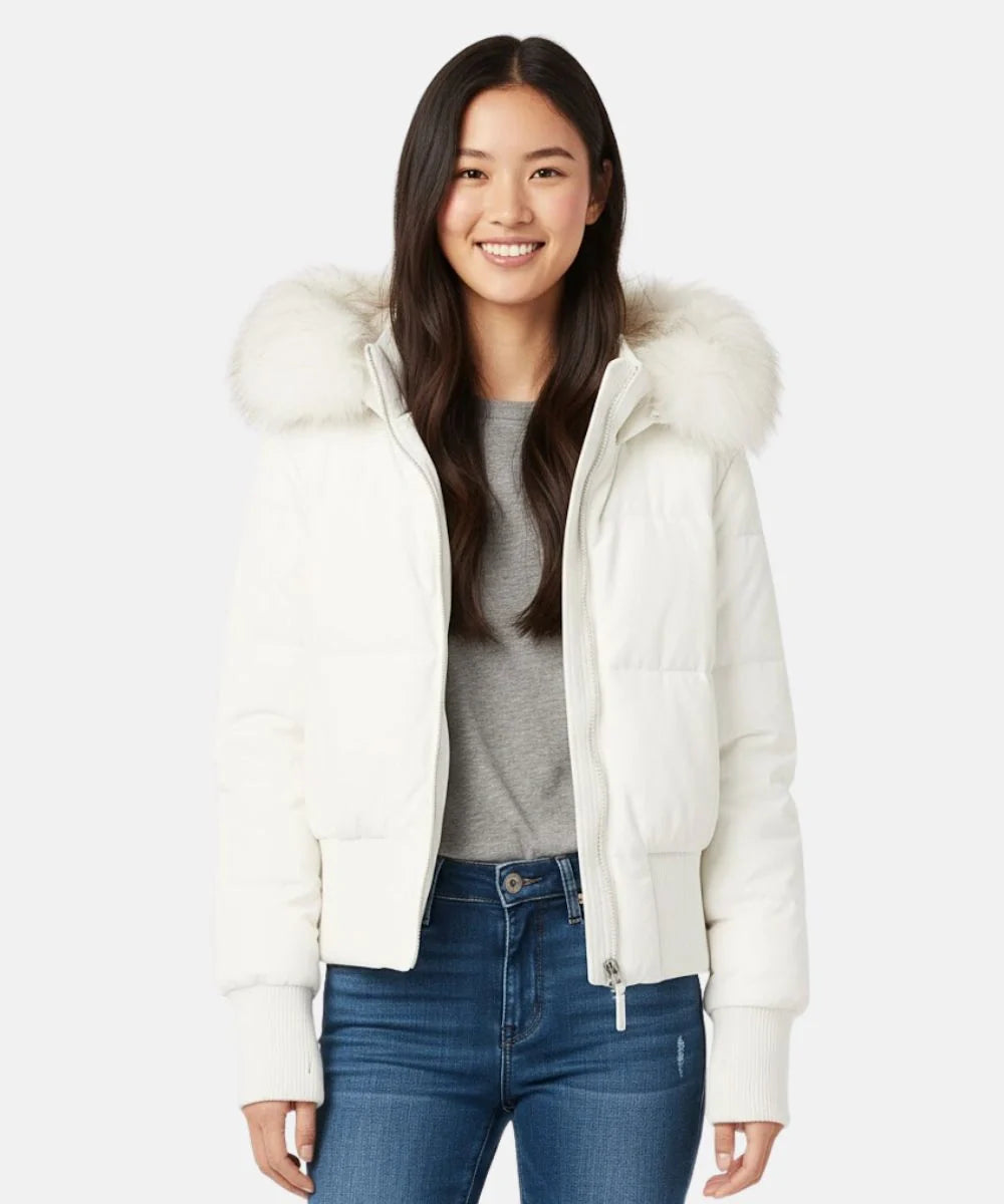 Women's Quilted Winter Puffer Jacket with Detachable Faux Fur Hood — Insulated Warm Coat for Autumn & Winter | Koossa