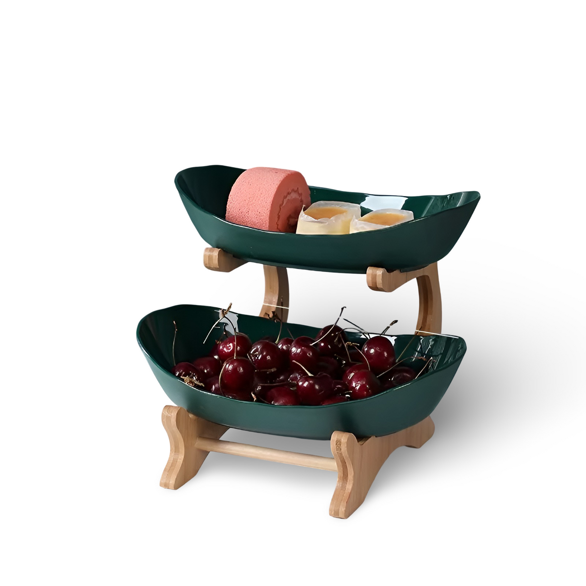 Tiered Wood Fruit Basket Stand with Removable Bowls, 2 or 3 Tier Countertop Produce Holder for Kitchen, Snack & Pastry Serving Tray | Lonoma