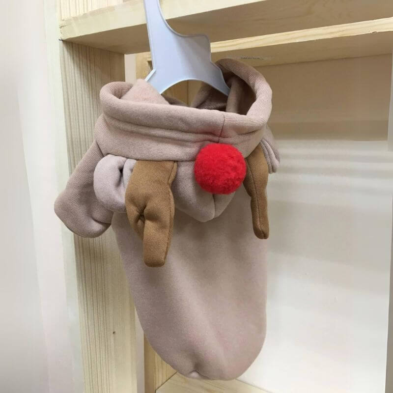 Dachshund Reindeer Hoodie Fleece Lined Polyester XS–2XL Christmas Dog Costume Festive Holiday Outfit Rudolph | Koossa