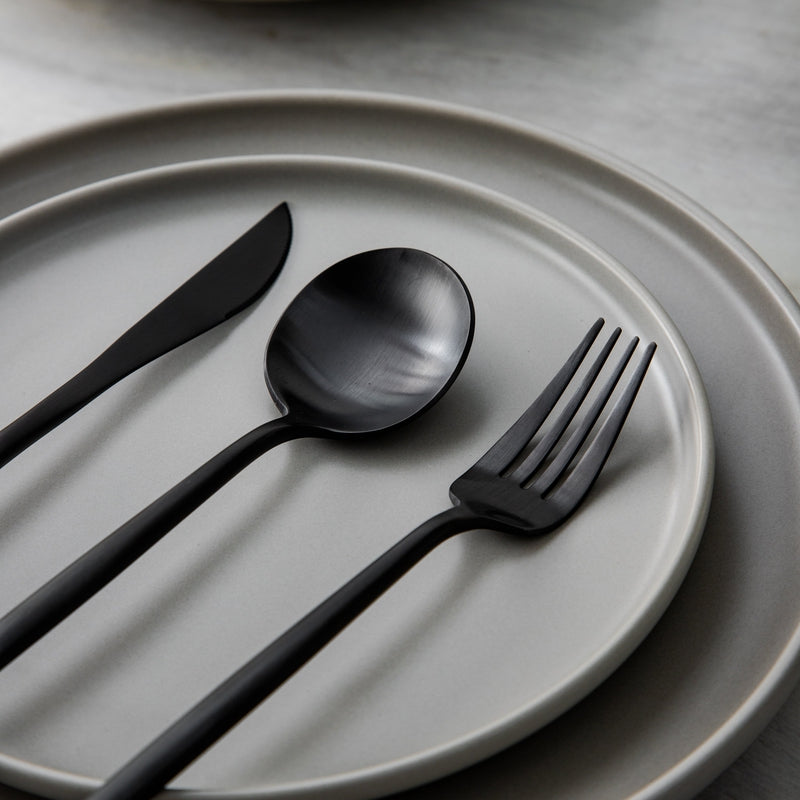 Titanium-Coated 18/10 Stainless Steel Flatware Set, Matte Silverware Service for 4 to 16, Dishwasher-Safe Forks, Knives & Spoons | Lonoma
