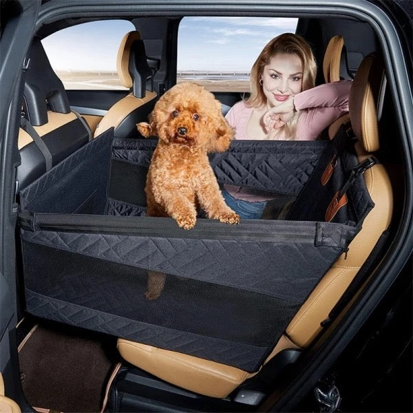 Dog Car Boot Protector Quilted Waterproof Raised Sides Rigid Base Universal Fit Back Seat Extender Cover Storage Pockets | Koossa