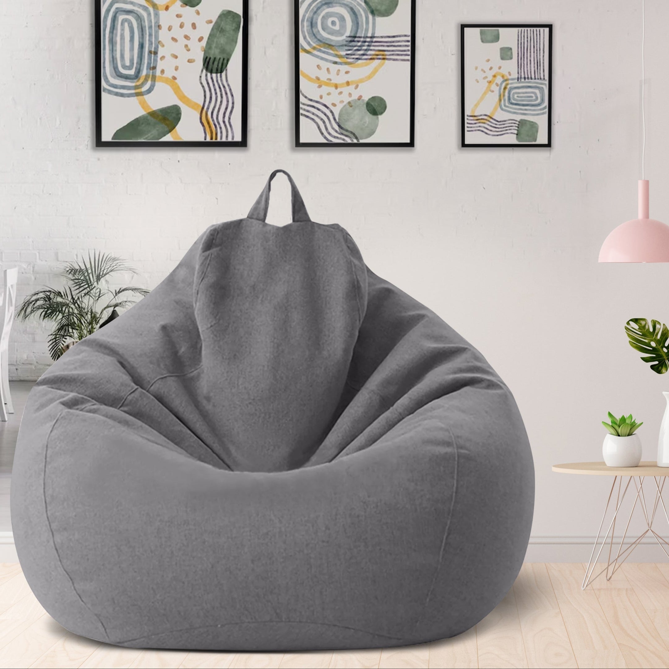 Housse de pouf poire en lin pour adulte et ado sans rembourrage ergonomique au design minimaliste moderne | Koossa