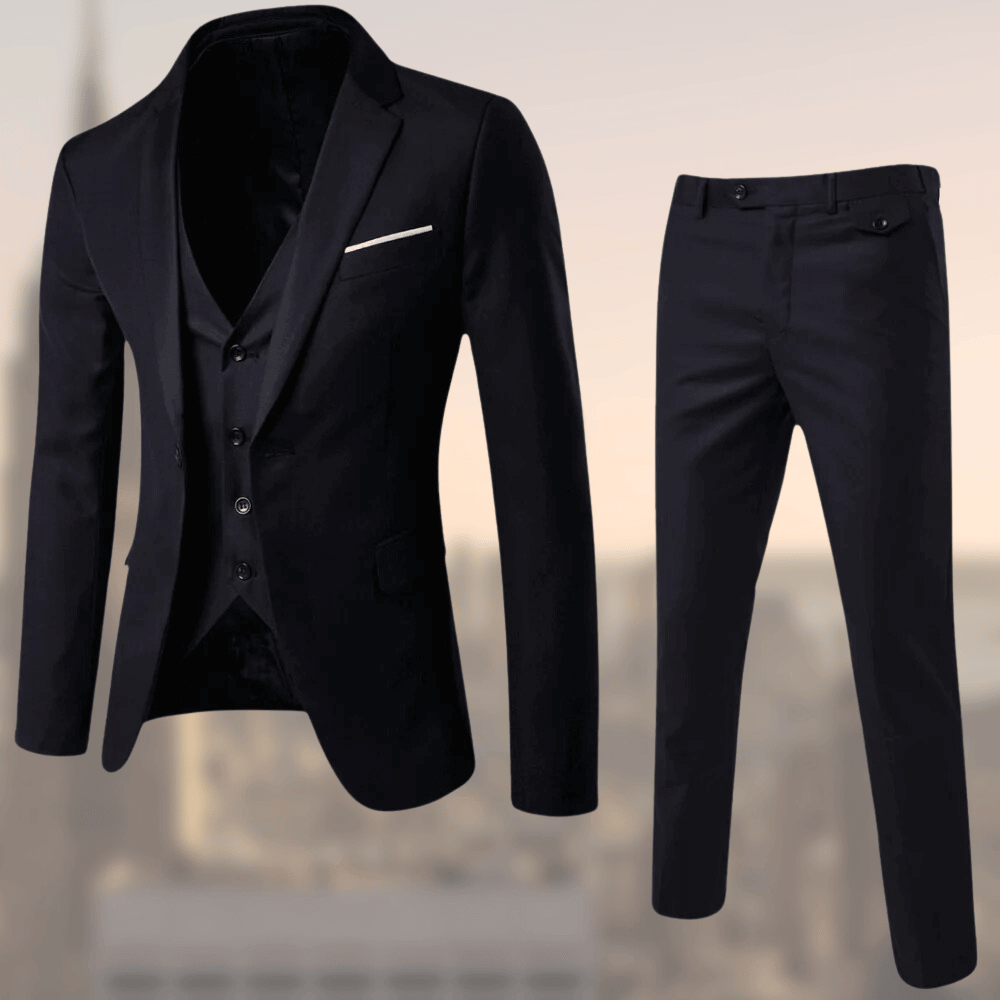 Men's Three-Piece Suit with Waistcoat — Classic Formal Suit for Weddings & Business | Koossa