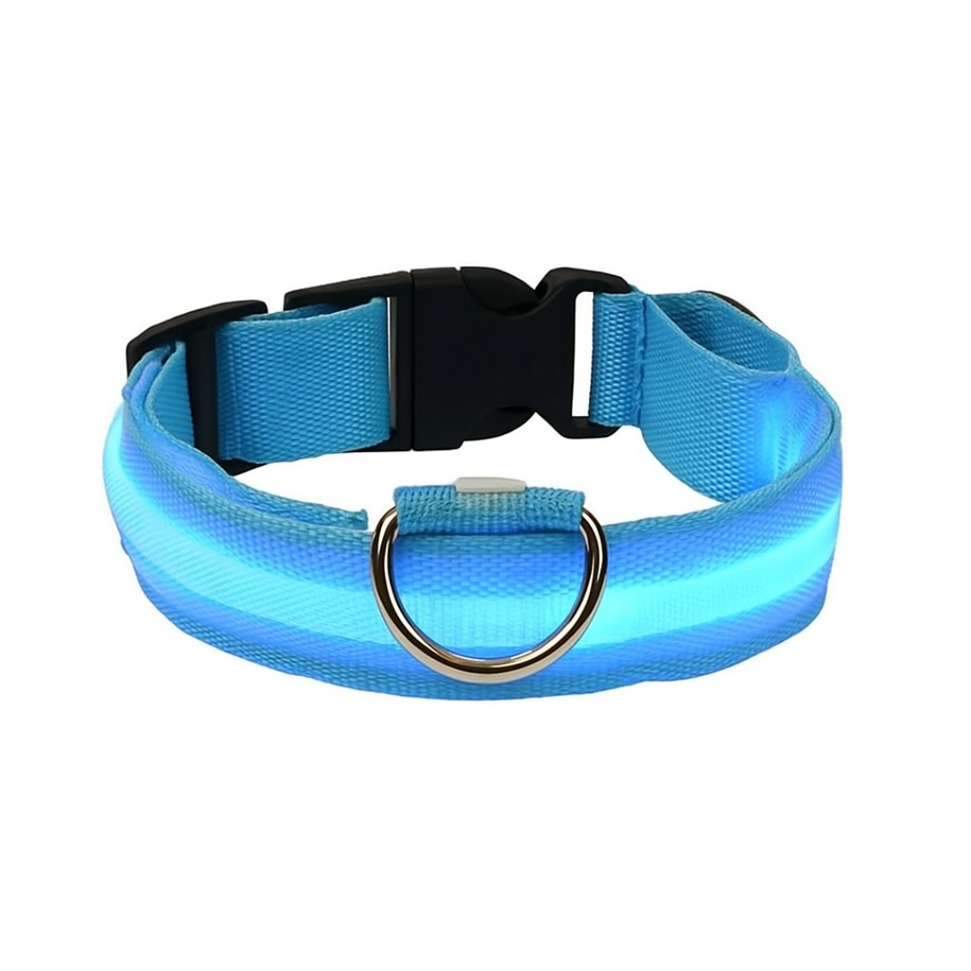 LED Dog Collar USB Rechargeable Nylon Reflective Waterproof Night Safety XS XL Adjustable Pet Collar Visibility Walking | Koossa