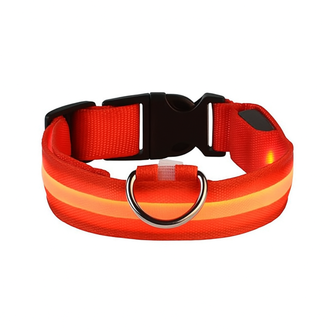 LED Dog Collar USB Rechargeable Nylon Reflective Waterproof Night Safety XS XL Adjustable Pet Collar Visibility Walking | Koossa