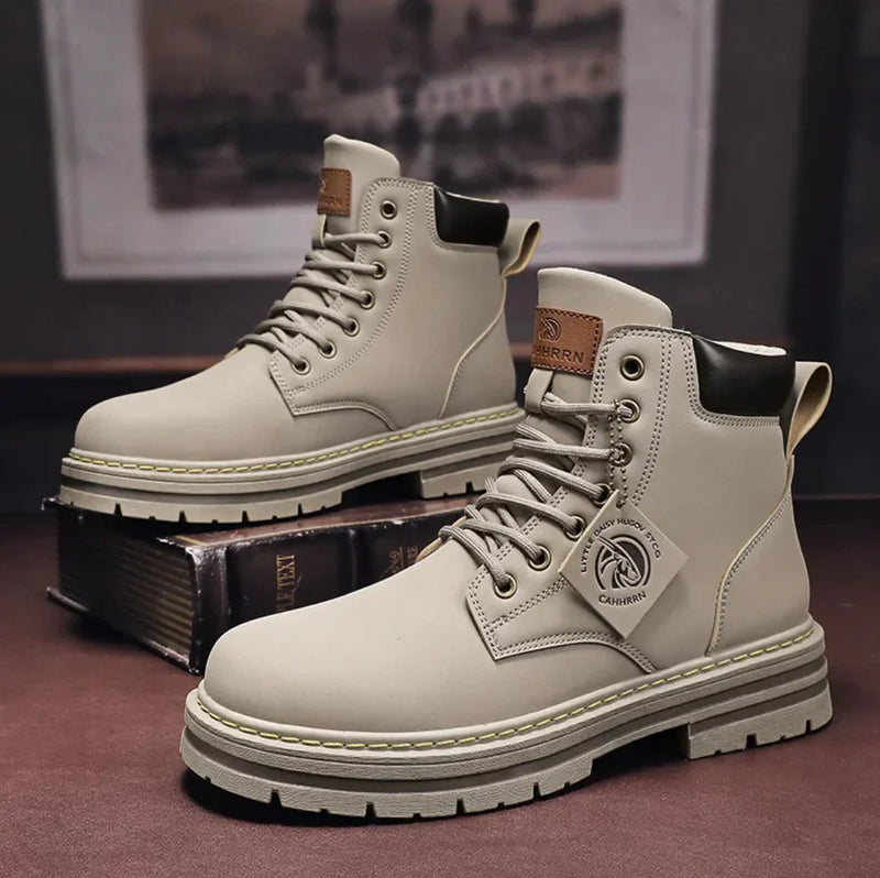 Men's Waterproof Lace-Up Boots — Comfortable All-Weather Ankle Boots with Cushioned Insole & Non-Slip Grip | Koossa