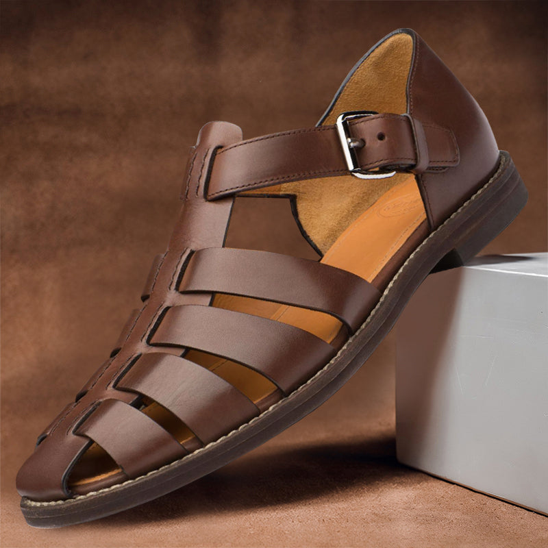 Men's Open-Toe Leather Sandals — Classic Summer Footwear for Smart Casual & Holiday Occasions | Koossa