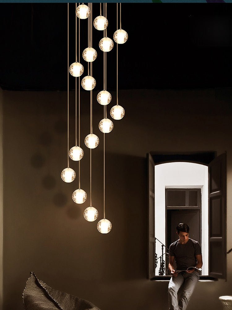 Sparkling Glass Globe Multi-Light Chandelier with Adjustable Hanging Drop & Chrome Frame for Dining Room, Entryway, Stairwell | Lonoma