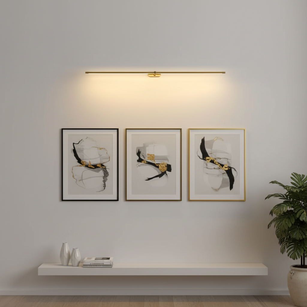 Rechargeable LED Picture Light 27 Inch Gold, Battery Operated Cordless Art Display Sconce, Dimmable Accent Lighting for Hallway Bedroom | Lonoma