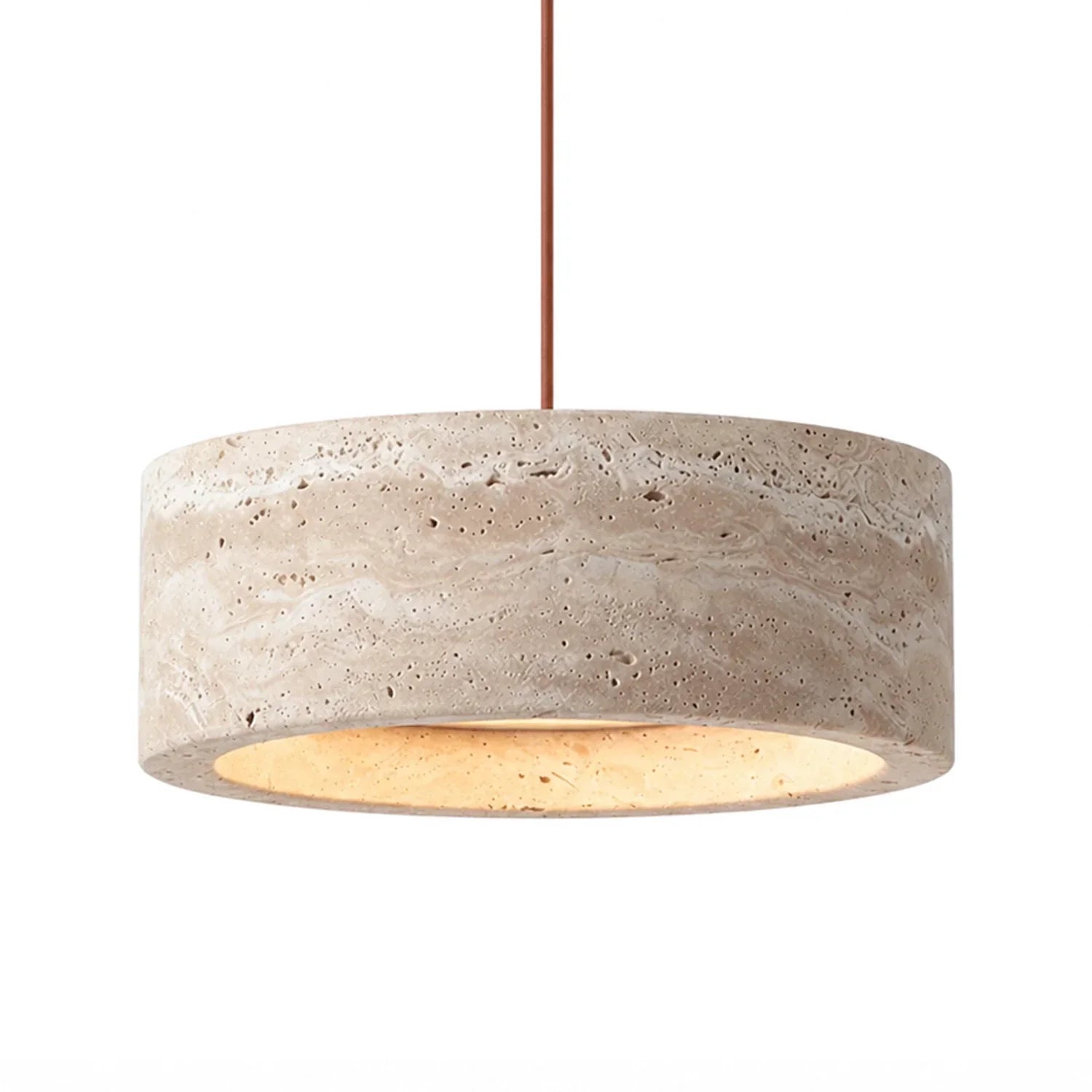 Suspension en Travertine Crème Naturel Style Wabi Sabi pour Salle à Manger Chambre Éclairage Doux Minimaliste | Koossa