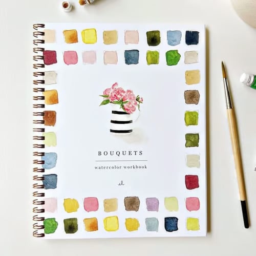 Watercolor Painting Workbook for Beginners, Step-by-Step Guided Lessons with Pre-Drawn Outlines, Spiral-Bound Art Book for Adults & Kids | Lonoma