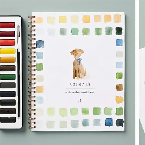 Beginner Watercolor Paint Book with Templates & Step-by-Step Lessons for Relaxing Art Projects Adults Kids Teens | Lonoma