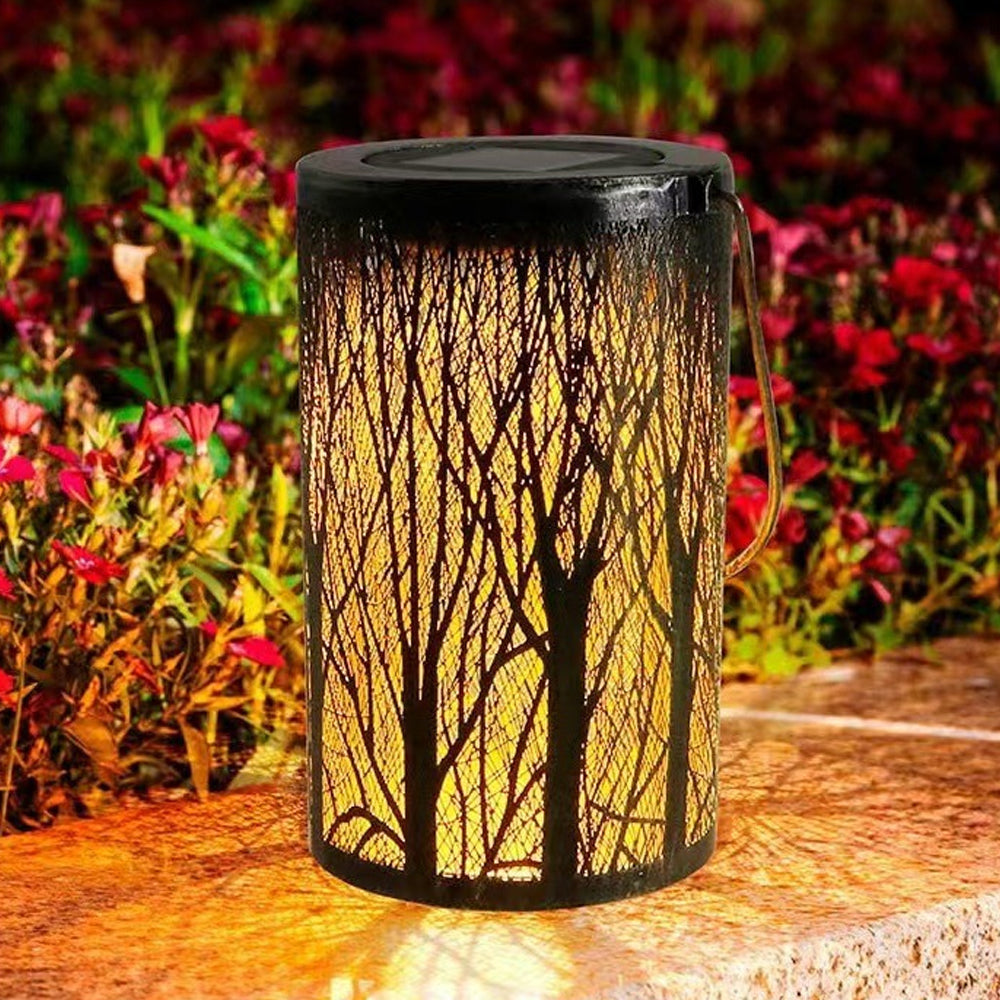 Lanterne solaire décorative motif arbre de vie IP55 pour jardin terrasse villa à suspendre ou poser LED blanc | Koossa