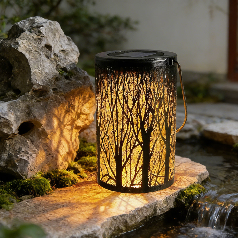 Lanterne solaire décorative motif arbre de vie IP55 pour jardin terrasse villa à suspendre ou poser LED blanc | Koossa