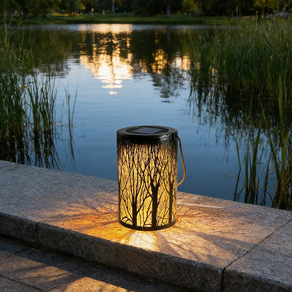 Lanterne solaire décorative motif arbre de vie IP55 pour jardin terrasse villa à suspendre ou poser LED blanc | Koossa